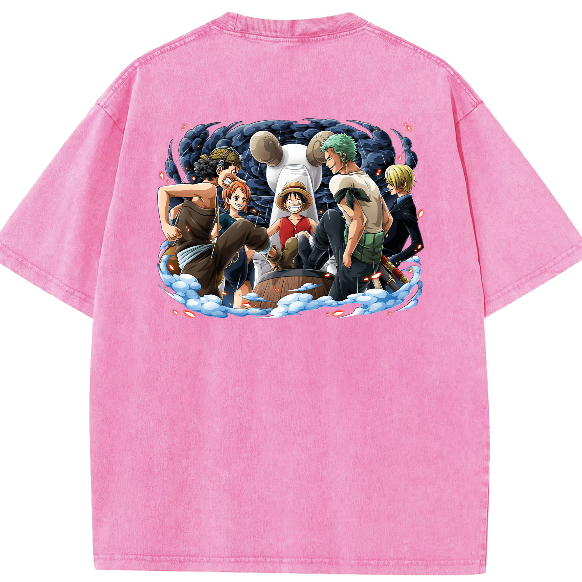 ワンピース モンキー・D・ルフィ ONE PIECE Monkey D. Luffy 綿100% ヴィンテージ風 半袖Tシャツ（背面プリント）